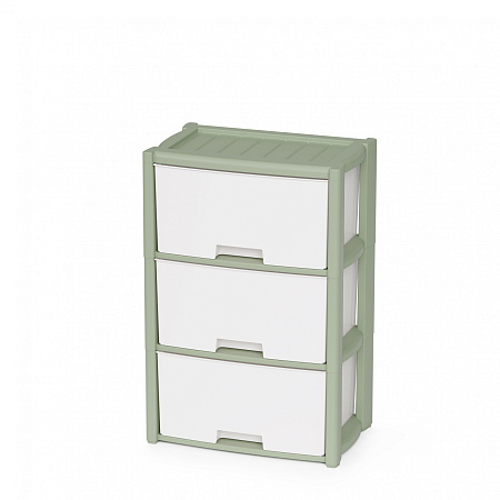 Комод пластм. "Колорит" 3 ящика выс.710мм, шир.300мм, гл.475мм Зелёный М9040"ЗПИ "Альтернатива" *1