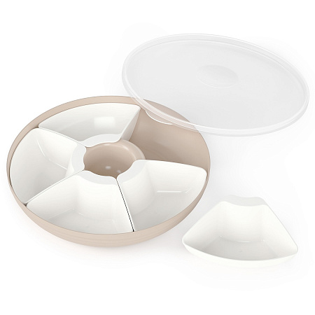 Блюдо пластм. "менажница" "Оазис" d285мм с крышкой М9023  ("Аьлтернатива") *1/9