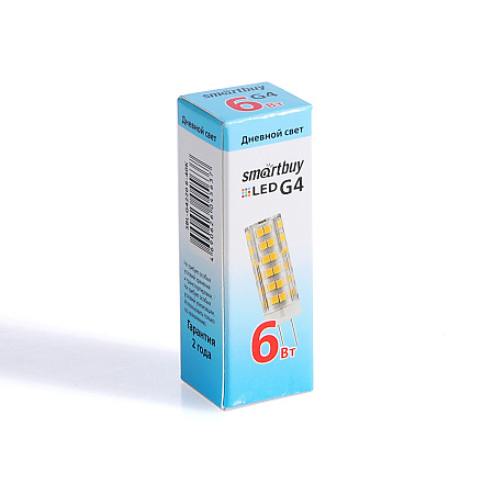 Лампа светодиодная капсульная 6W-220V G4 4К нейтральный Smartbuy *20/100