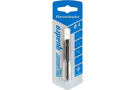 Сверло по стеклу/керамике  4,0мм (1шт) RB Quadro 4 грани (арт.676104) *10/40