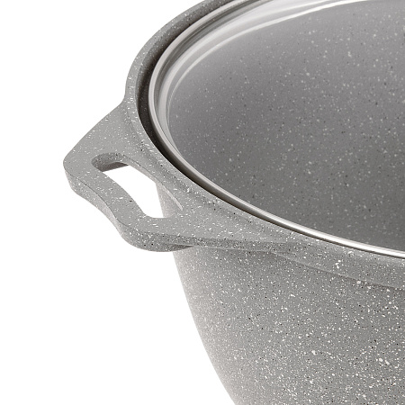 Кастрюля алюм. литая а/приг. Kukmara "Мраморная" светлый 4,0л  Стекл.кр. кмс42а (Кукмор) *1/3