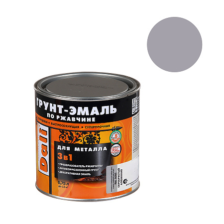 Грунт-эмаль по ржавчине серебристый алюминий 0,75 л DALI RAL 9006 *1/6/576