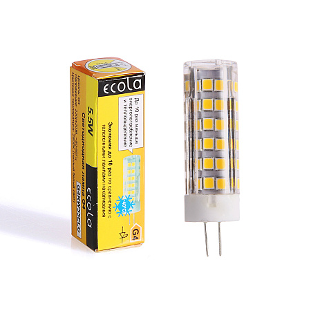 Лампа светодиодная капсульная 5,5W-220V G4 2.8K теплый Ecola 57x16 G4RW55ELC *10/100
