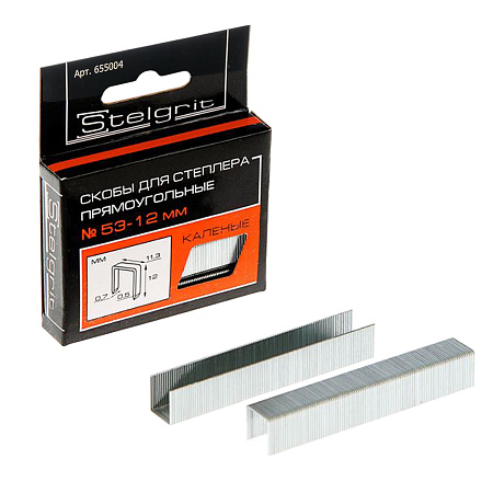 Скоба для степлера мебельного тип 53 12х11,3х0,7мм 1000шт арт.655004 Stelgrit *1/50/200