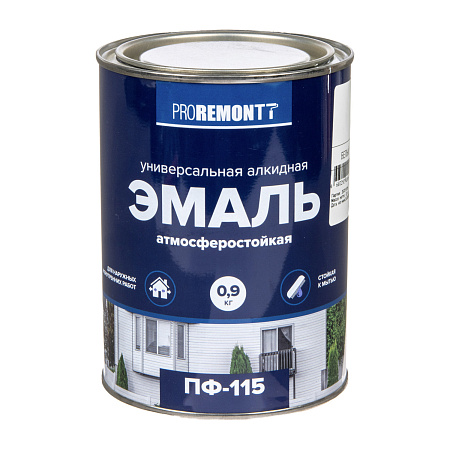 Эмаль ПФ-115 белая 0,9 кг Проремонт  *10/590