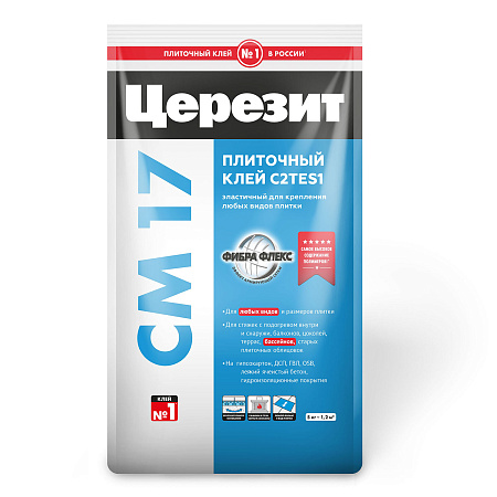 Клей для плитки СМ 17 эластичный 5кг Церезит класс C2 TE S1 *1/4/144