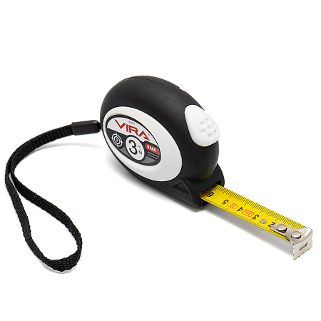 Рулетка  3м х16мм резино-пластик. корпус стальная лента автостоп арт.100041 VIRA RAGE *1