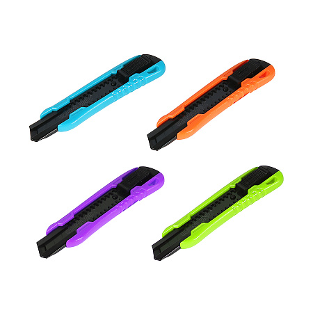 Нож строительный 18мм корпус пластик направл.нерж.сталь 0,8мм автофиксация арт.2013 FINLAND *24/288