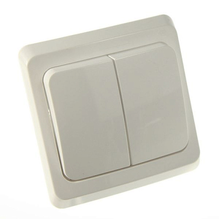 Выключатель "Этюд" СП 2кл. белый с подсветкой ВС10-006В  *10/20