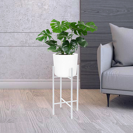 Подставка для цвет.кашпо напольная металл. d280мм, h510мм, кругл.труба мат. Белый ПЦ2/МБ "Ника" *1