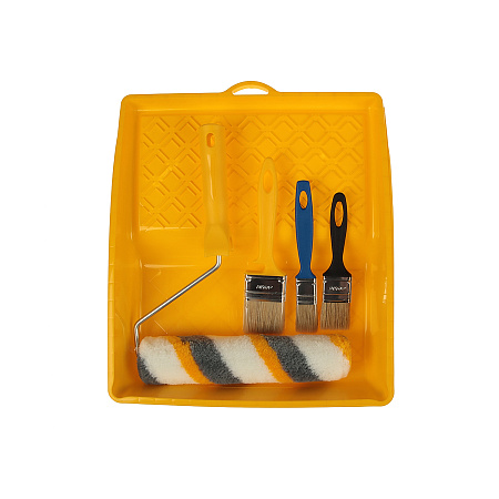 Набор универсальный: Кюветка 340*370мм+валик полиакрил240мм+кисти натур.щет8*25,8*35,12*50 Акор*1/10