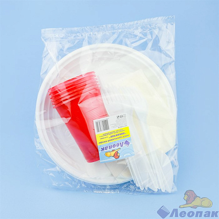 Одноразовая посуда Набор "Шашлычный" 5перс/25пр.: тар.d205мм+стопки0,1л+стак.0,2л+вилки+салф. *1/30