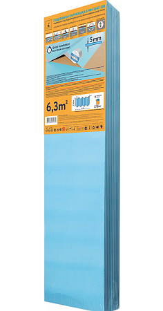 Подложка к Ламинату (1,05м*0,25м*5мм 6,3 кв) Синяя гармошка (Солид) 1 уп=6,3 м2 *6 уп.