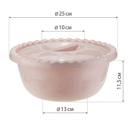 Миска пластм. с крышкой 3,0л д.250мм М1316 ("М-Пластика") *1/35