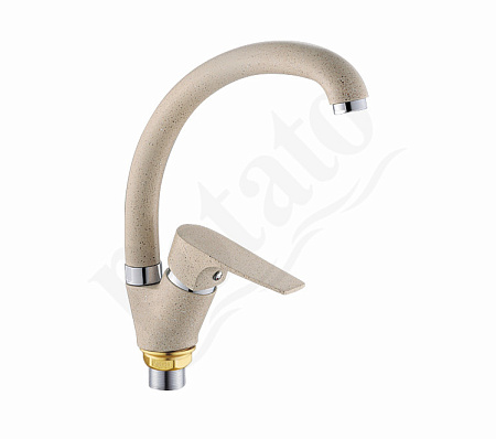 Смеситель для кухни Potato P59222-9 высокий излив (кремовый) *1/10