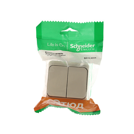 Выключатель "Этюд" ОП 2кл. кремовый с подсветкой ВА10-006К *10/25