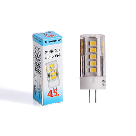 Лампа светодиодная капсульная 5W-12V G4 4К нейтральный Smartbuy *10/100/500