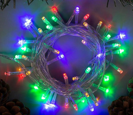 Гирлянда Нить 5м 50LED мульти 8 режимов прозрачная нить 220V IP20  3556755  *1/120