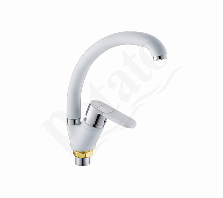 Смеситель для кухни Potato P59223-7 высокий излив (белый, хром) *1/10