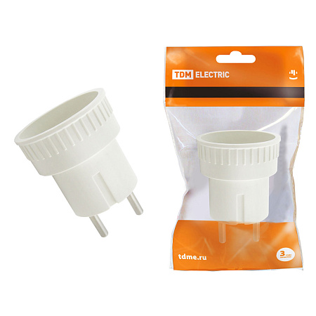 Переходник  евро АДАПТЕР  6А 250В белый б/з TDM SQ1806-0023 *1/30